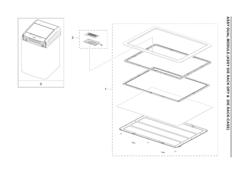 Die Rack (Dry And Case) Assembly Diagram and Parts List for DVG60A9900V A3-00 Samsung Dryer