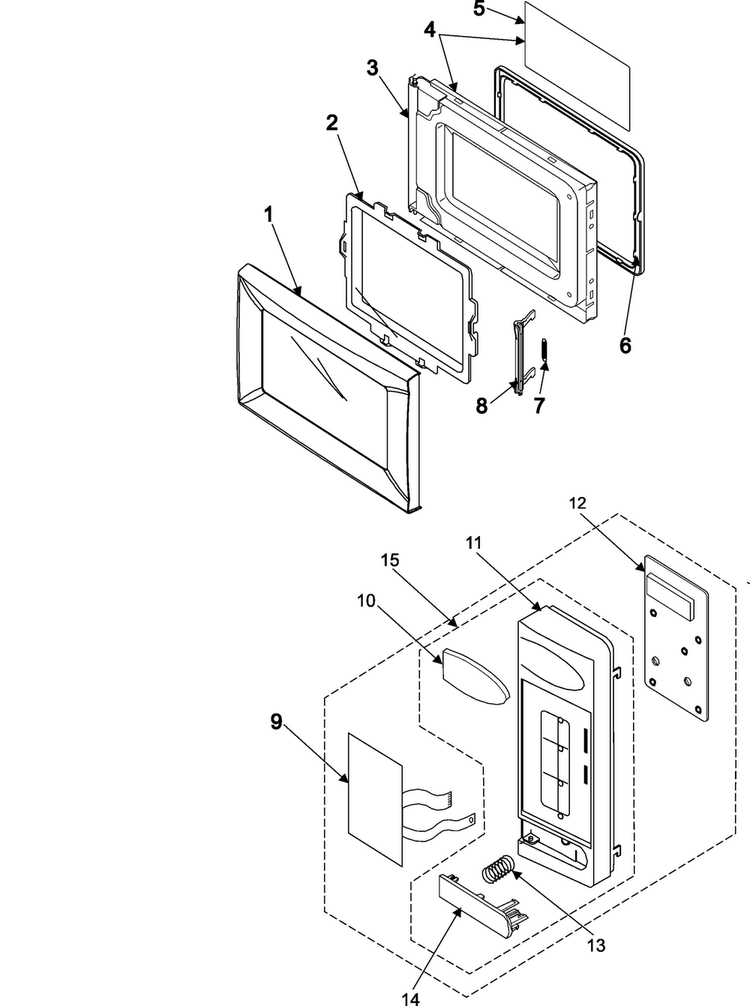 Control Panel/door Assembly Diagram and Parts List for MS1470WA XAA Samsung Microwave