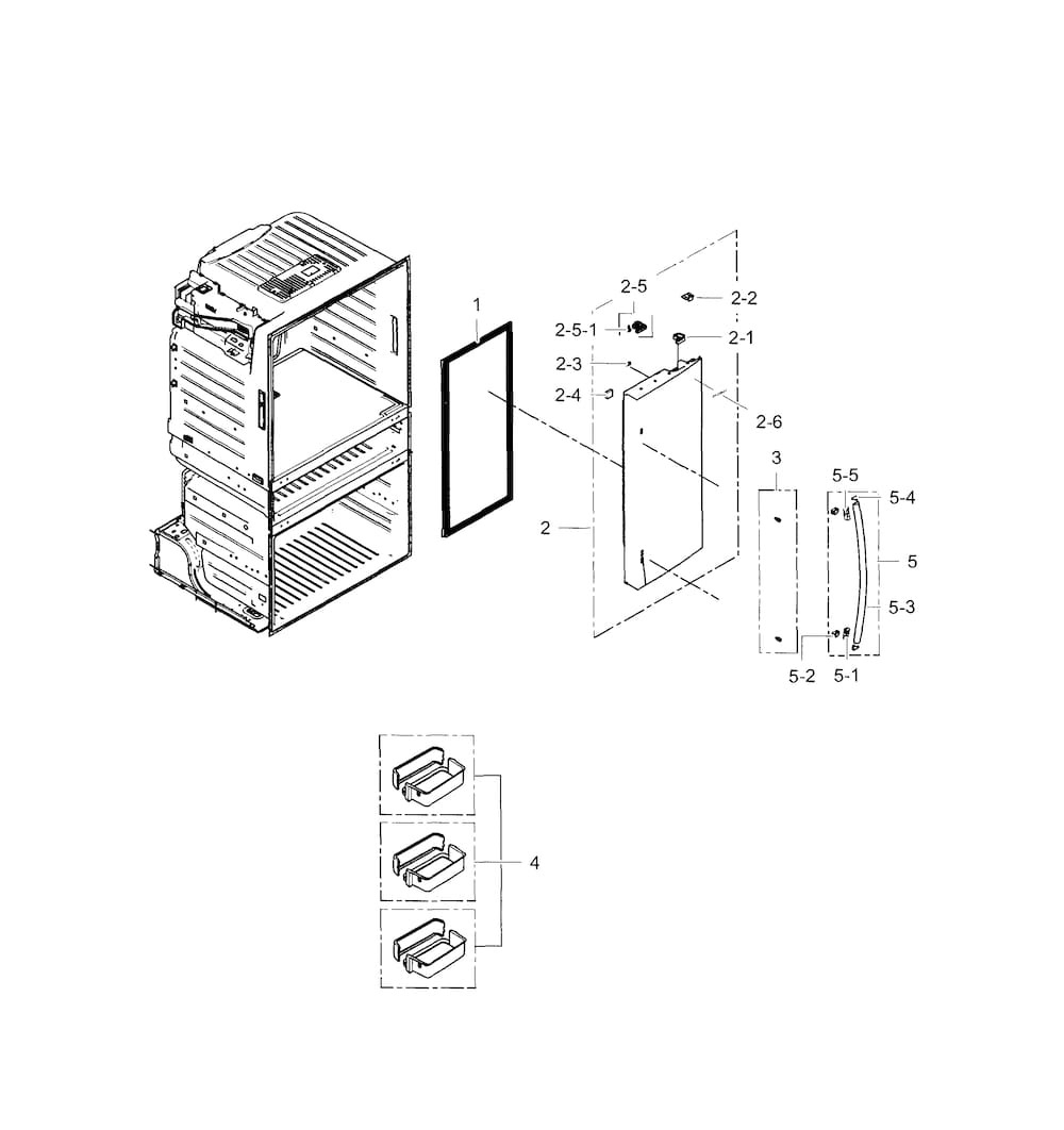 Door R-refrigerator Diagram and Parts List for RF28HMEDBSR AA-0001 Samsung Refrigerator