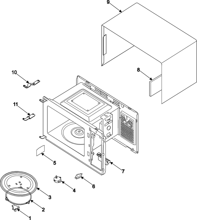 Body/cavity/elements Diagram and Parts List for MW5380W XAA Samsung Microwave