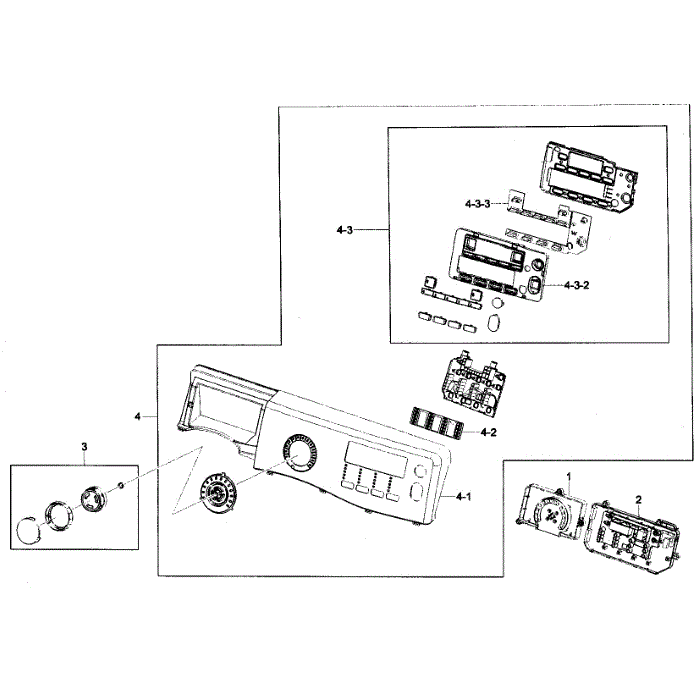 Control Panel Diagram and Parts List for WF431ABP XAA-01 Samsung Washer