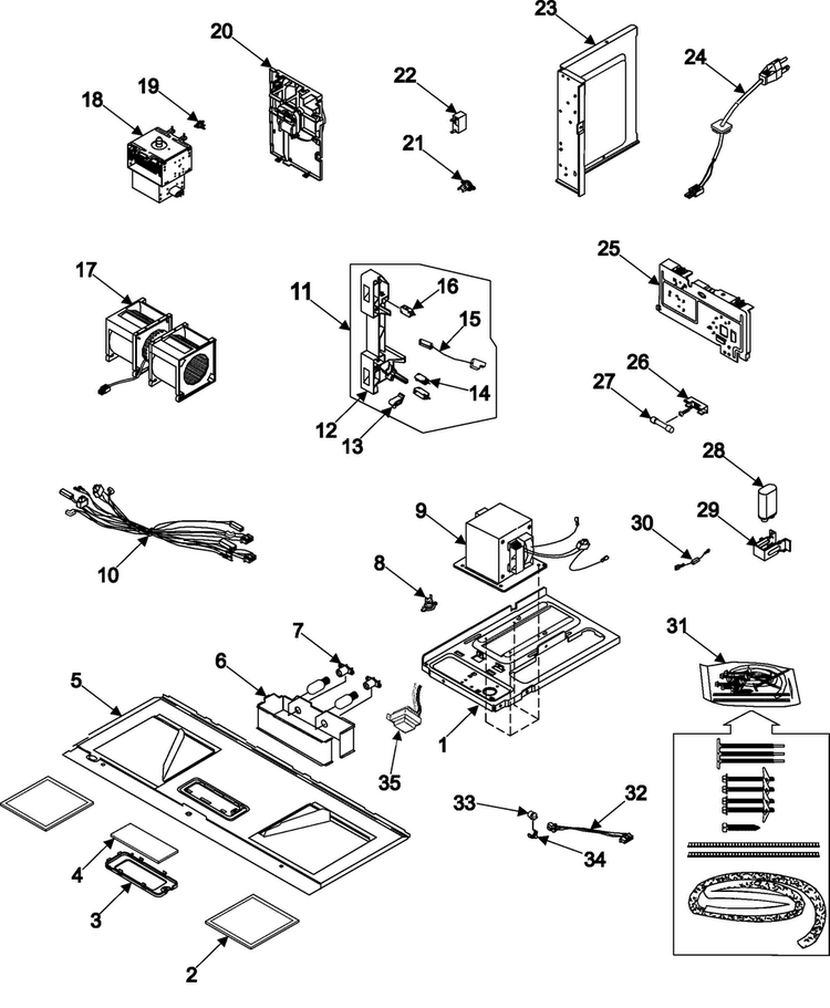 Internal Controls/latch Asy/base Diagram and Parts List for MO1450BA XAA Samsung Microwave