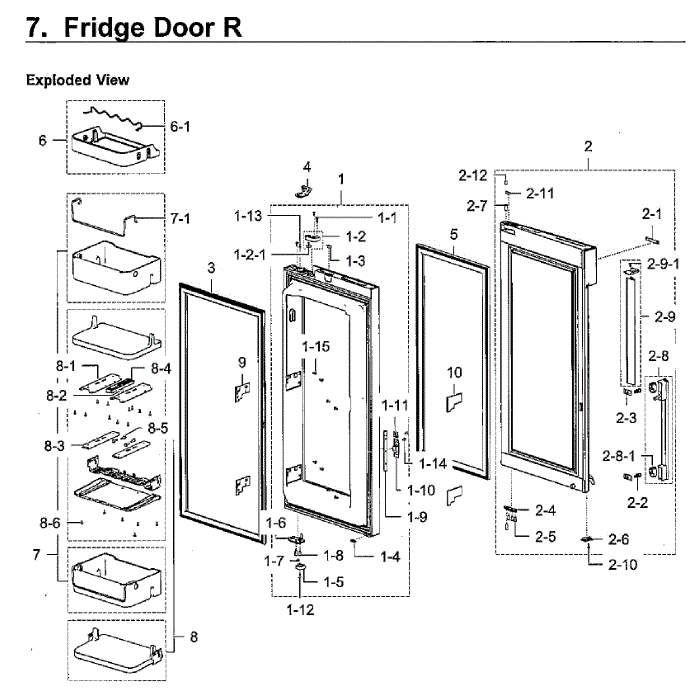 Fridge Door R Diagram and Parts List for RF28K9380SR AA-01 Samsung Refrigerator
