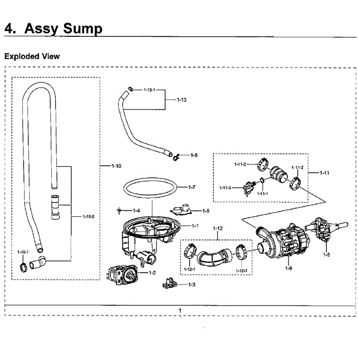 Pump Diagram and Parts List for DW80M2020US AA-00 Samsung Dishwasher