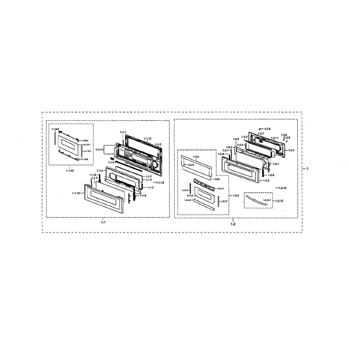 Door Diagram and Parts List for NX58M6850SG AA-00 Samsung Range