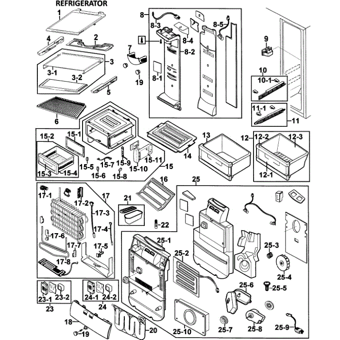 Refrigerator Diagram and Parts List for RS267LAWP XAA-00 Samsung Refrigerator