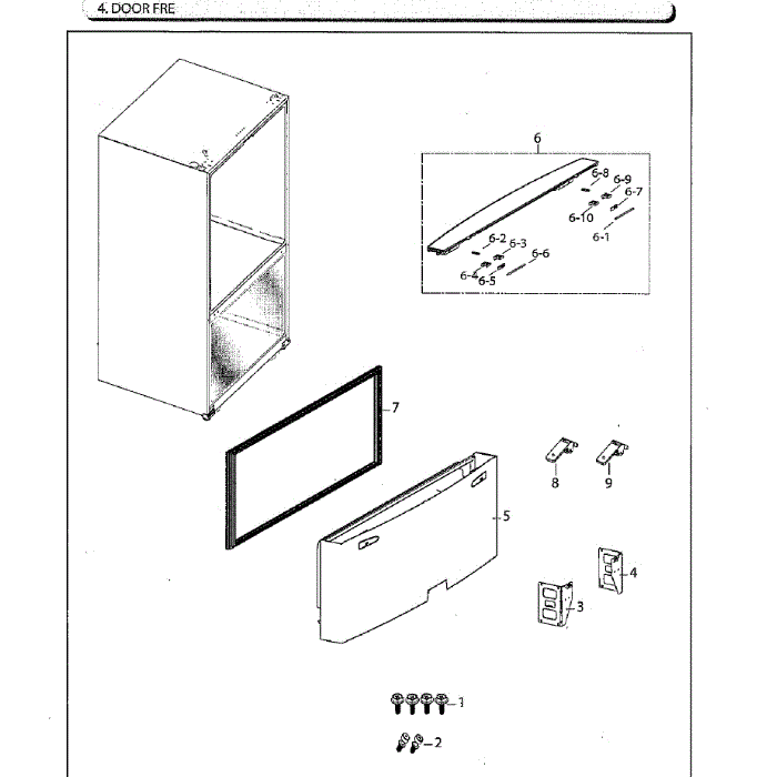 Door-Freezer Diagram and Parts List for RF260BEAESG AA-01 Samsung Refrigerator