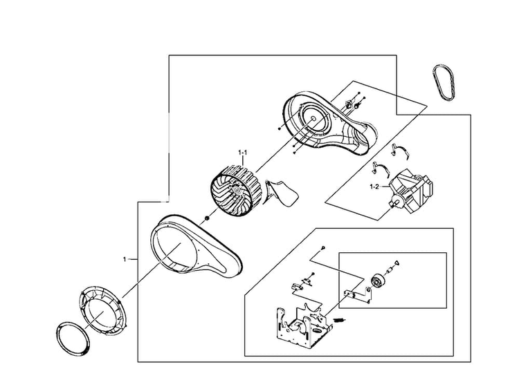 Motor Assy Diagram and Parts List for DV407AEW XAA-0002 Samsung Dryer