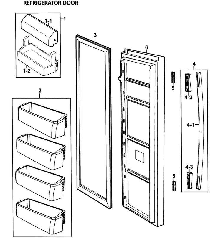 Right Door Diagram and Parts List for RS264ABWP XAA-0000 Samsung Refrigerator