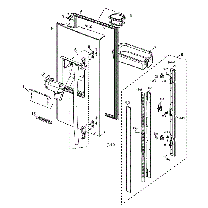 Left Door Diagram and Parts List for RF26XAEBP XAA-00 Samsung Refrigerator