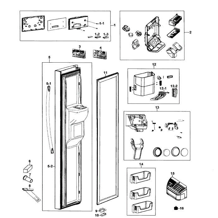 Left Door Diagram and Parts List for RS267TDBP XAA-00 Samsung Refrigerator