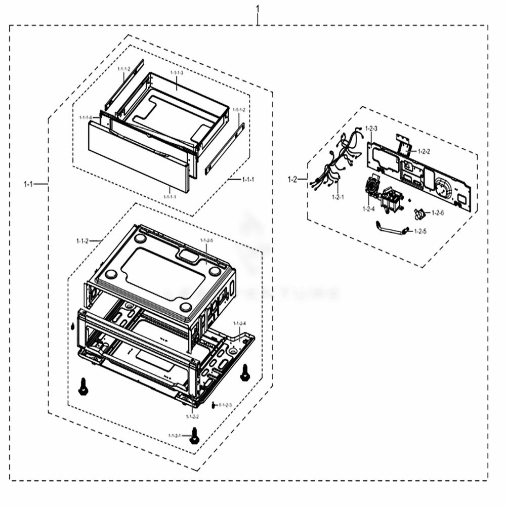 Assembly Drawer Diagram and Parts List for NX58K9850SS (AA)(0003) Samsung Range