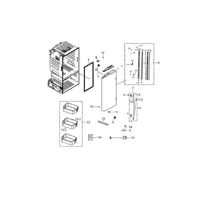 Left Fridge Door Diagram and Parts List for RF220NCTASP AA-00 Samsung Refrigerator