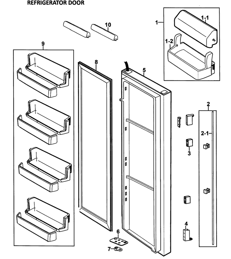 Right Door Diagram and Parts List for RS267LABB XAA-0000 Samsung Refrigerator