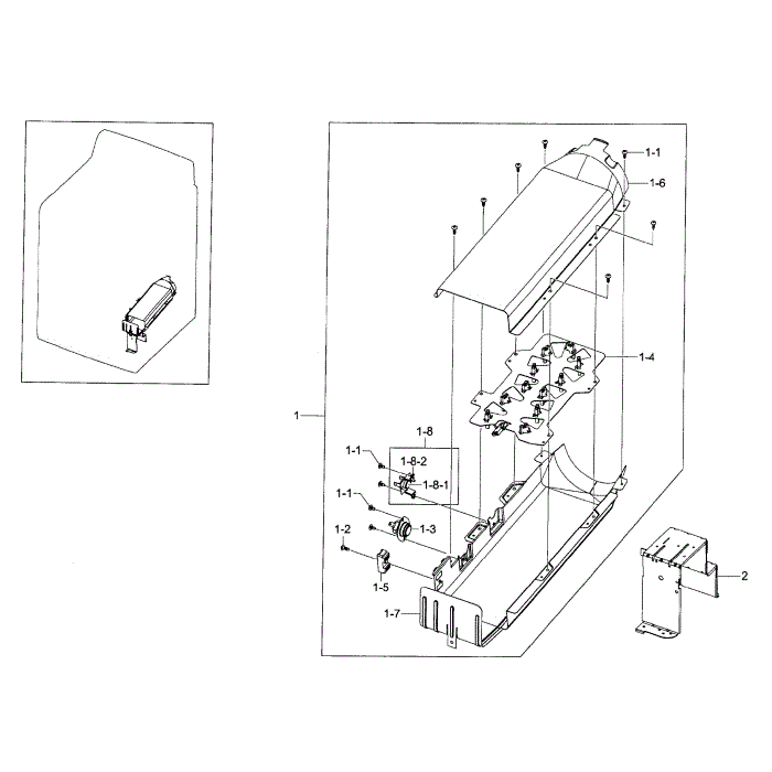 Duct Heater Diagram and Parts List for DV50F9A7EVW A2-00 Samsung Dryer