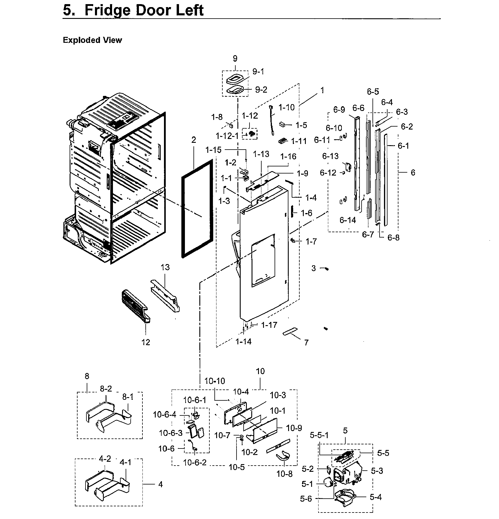 Fridge Door Lt Diagram and Parts List for RF23HCEDBWW AA-0009 Samsung Refrigerator
