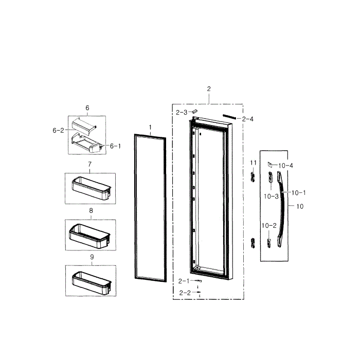 Refrigerator Door Diagram and Parts List for RS22HDHPNWW AA-00 Samsung Refrigerator