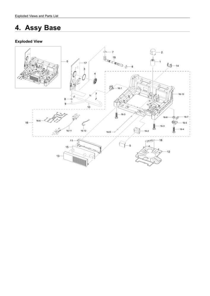 Base Assembly Diagram and Parts List for DW80R5060US AA-00 Samsung Dishwasher