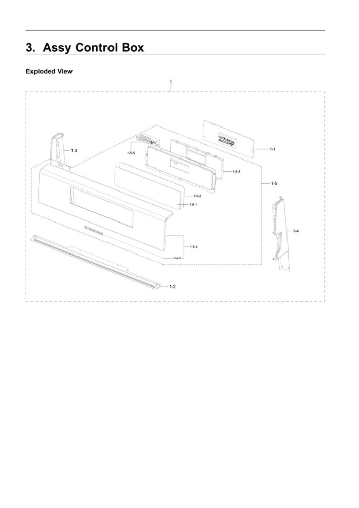 Control Box Assembly Diagram and Parts List for NX58R4311SS AA-00 Samsung Range
