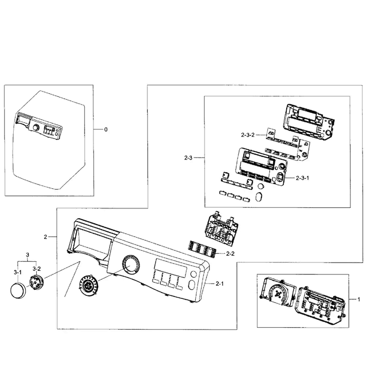 Control Panel Diagram and Parts List for WF405ATPAWR AA-0001 Samsung Washer