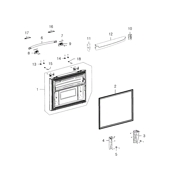 Freezer Door Diagram and Parts List for RFG237AABP XAA-02 Samsung Refrigerator