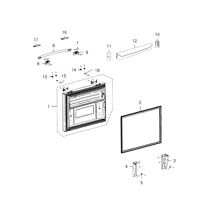Freezer Door Diagram and Parts List for RFG237AABP XAA-03 Samsung Refrigerator