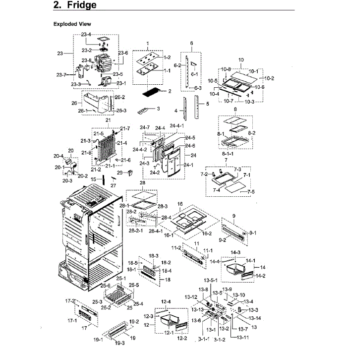 Fridge Diagram and Parts List for RF23HCEDBSR AA-14 Samsung Refrigerator