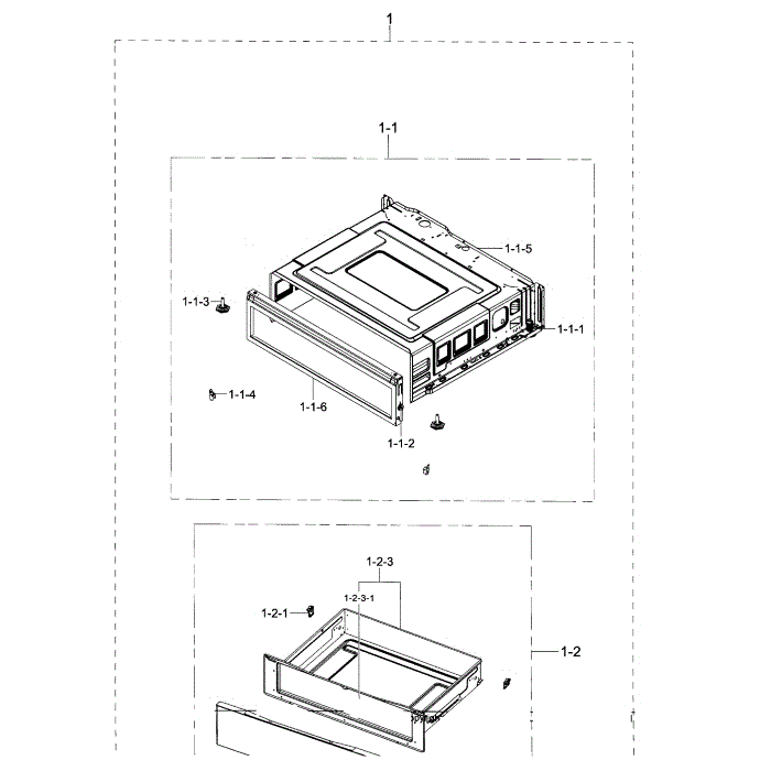 Drawer Diagram and Parts List for NE595R0ABBB AA-01 Samsung Range