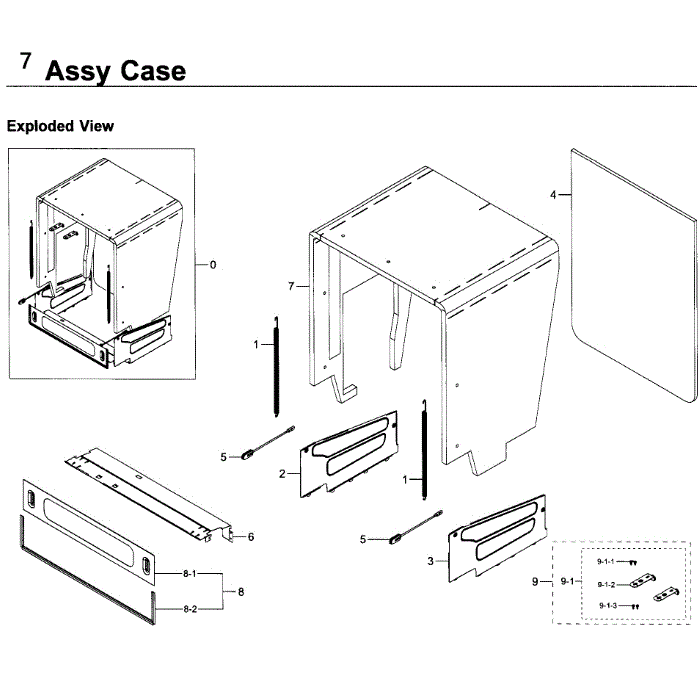 Case Diagram and Parts List for DW80K5050UB AA-00 Samsung Dishwasher
