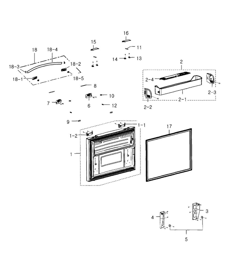 Freezer Door Diagram and Parts List for RFG293HARS XAA-0002 Samsung Refrigerator