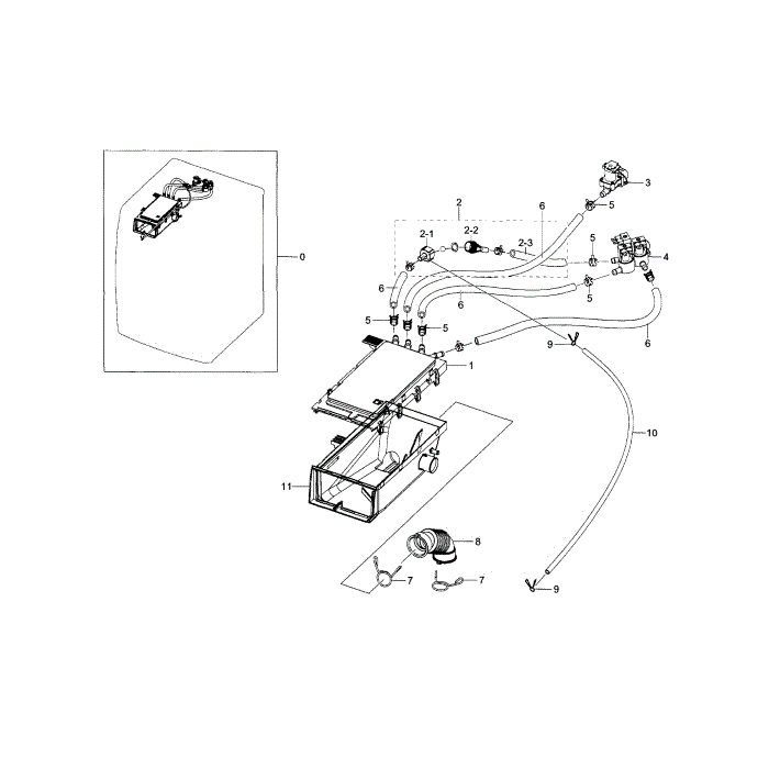 Housing-Drawer Diagram and Parts List for WF433BTGJWR A1-00 Samsung Washer