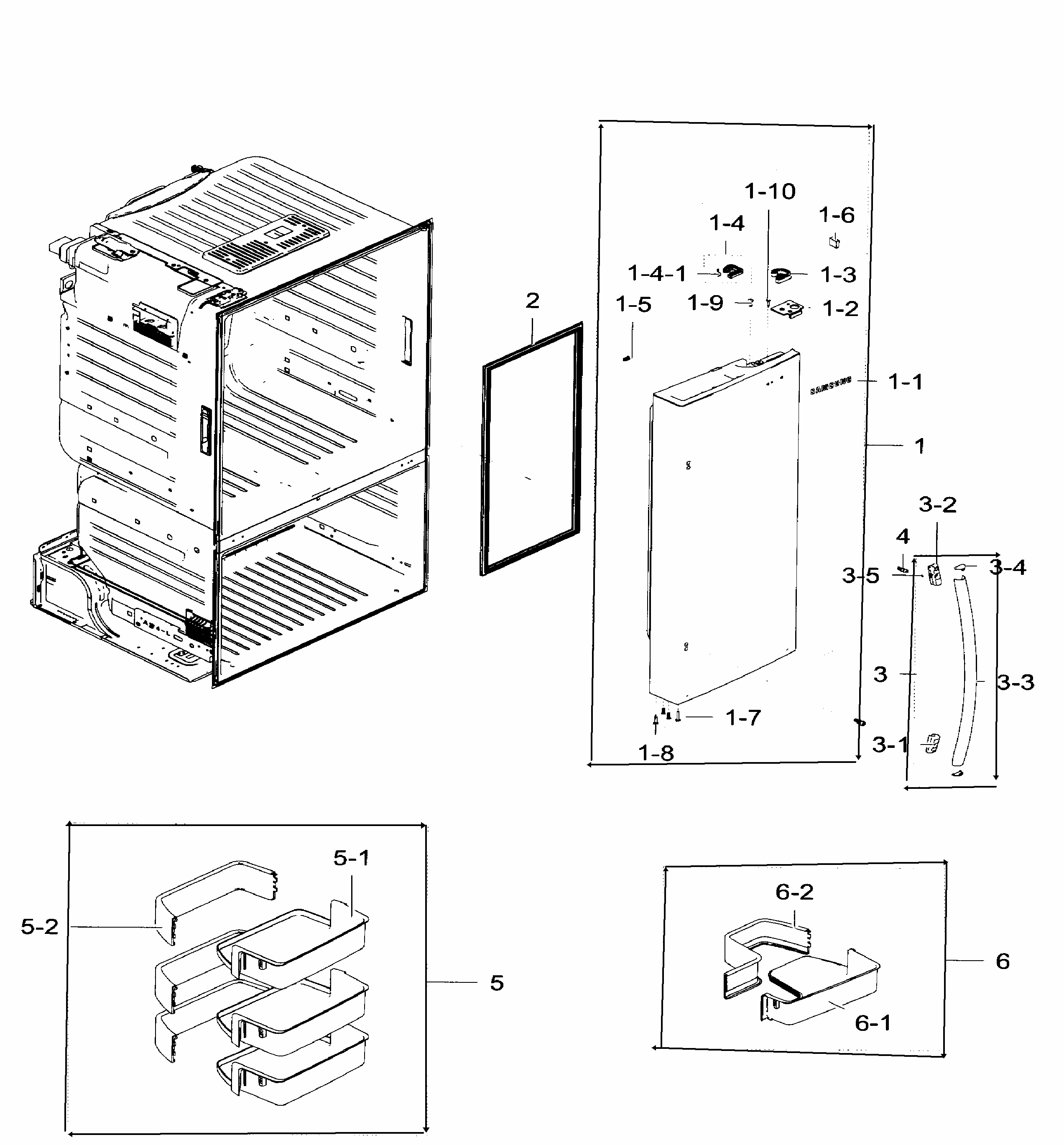 Right Door Diagram and Parts List for RF28HFEDTWW AA-0005 Samsung Refrigerator