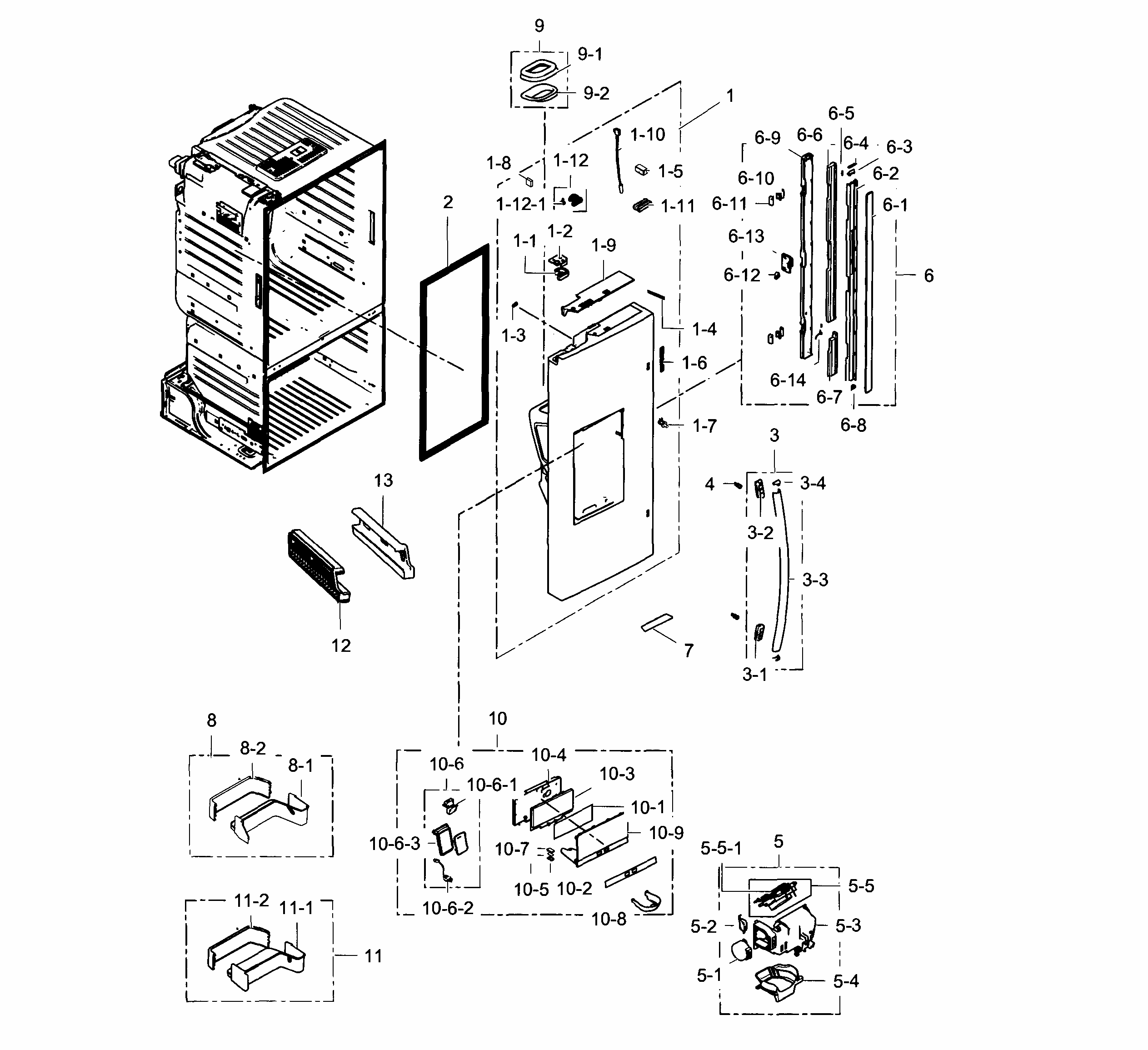 Frdige Door L Diagram and Parts List for RF23HCEDBWW AA-0006 Samsung Refrigerator