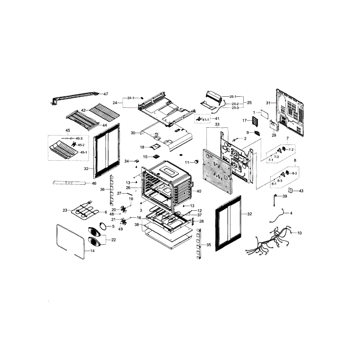 Cabinet Assembly Diagram and Parts List for NE58H9950WS AA-00 Samsung Range
