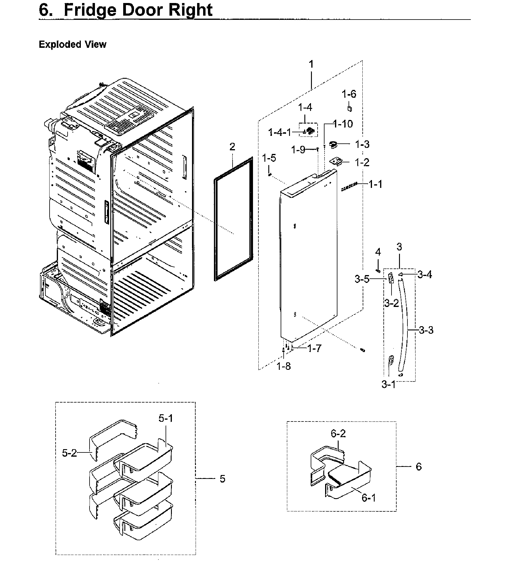 Fridge Door Rt Diagram and Parts List for RF23HCEDBWW AA-0012 Samsung Refrigerator