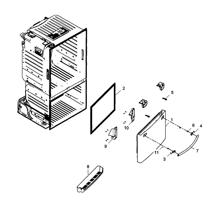 Freezer Door Diagram and Parts List for RF323TEDBWW AA-01 Samsung Refrigerator