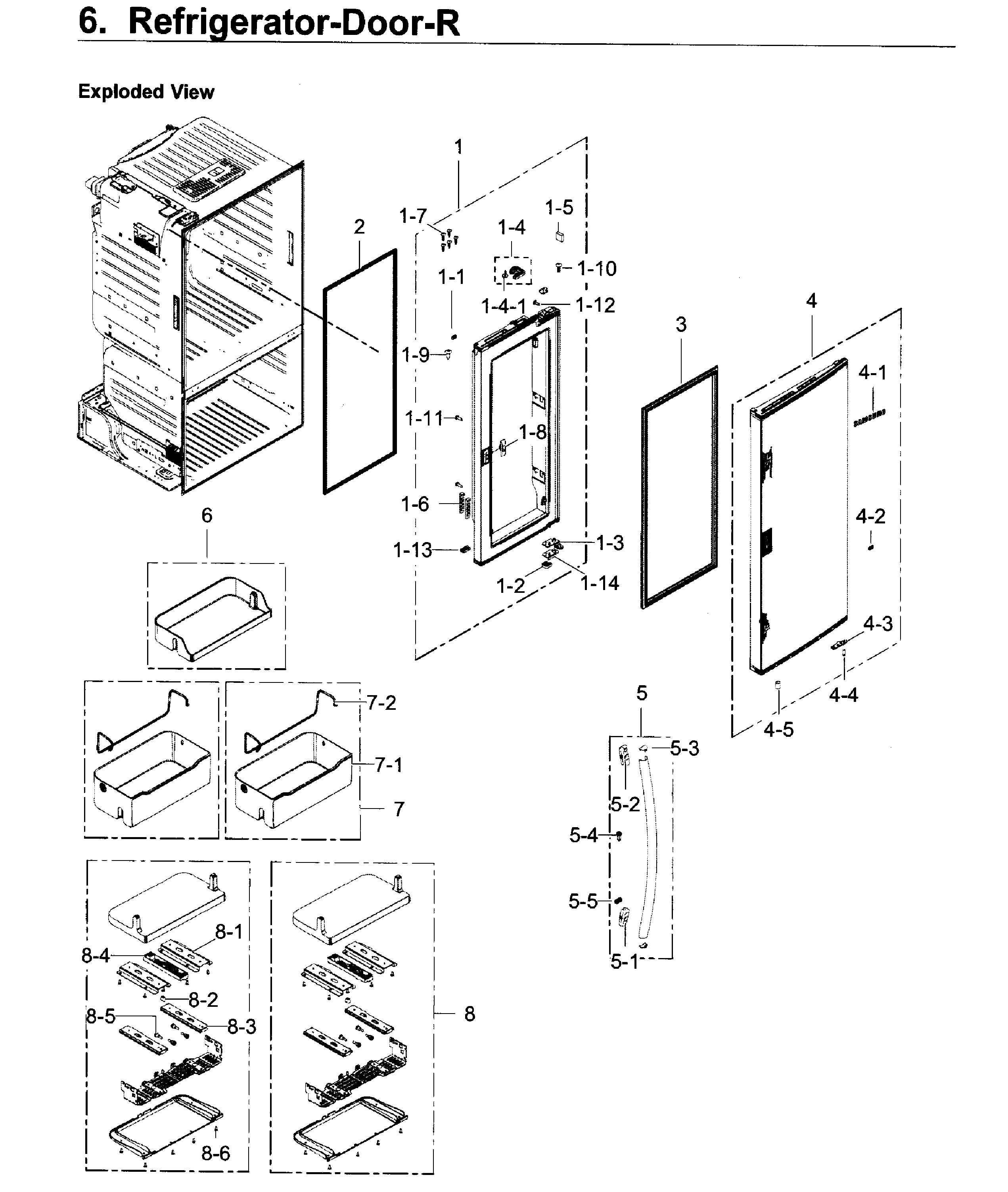 Fridge Door R Diagram and Parts List for RF22KREDBSG AA-0002 Samsung Refrigerator