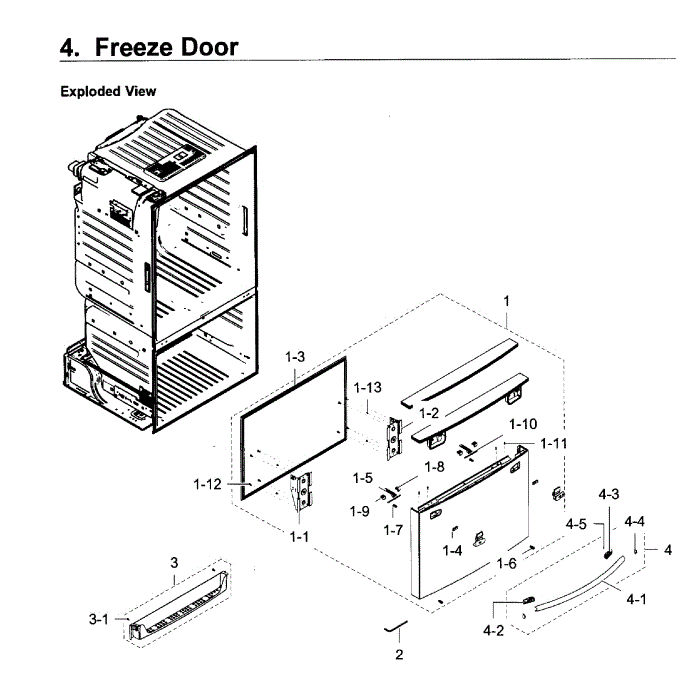 Freezer Door Diagram and Parts List for RF23HCEDBSR AA-09 Samsung Refrigerator