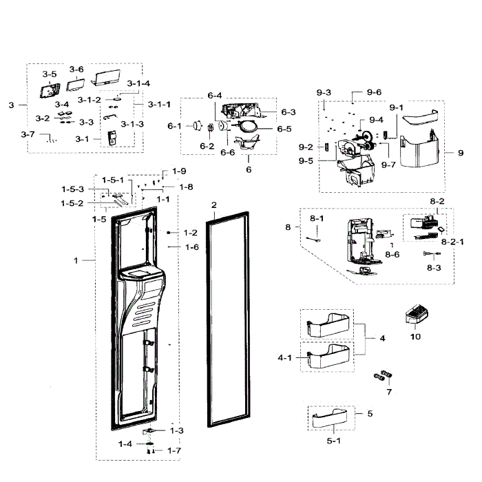 Left Door Diagram and Parts List for RH29H9000SR AA-04 Samsung Refrigerator