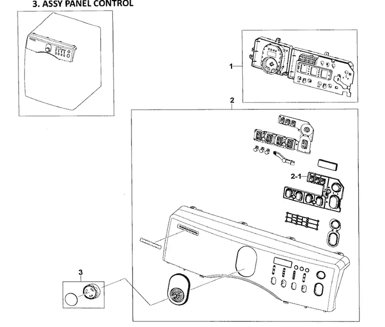 Control Panel Diagram and Parts List for DV218AEW XAA-0001 Samsung Dryer