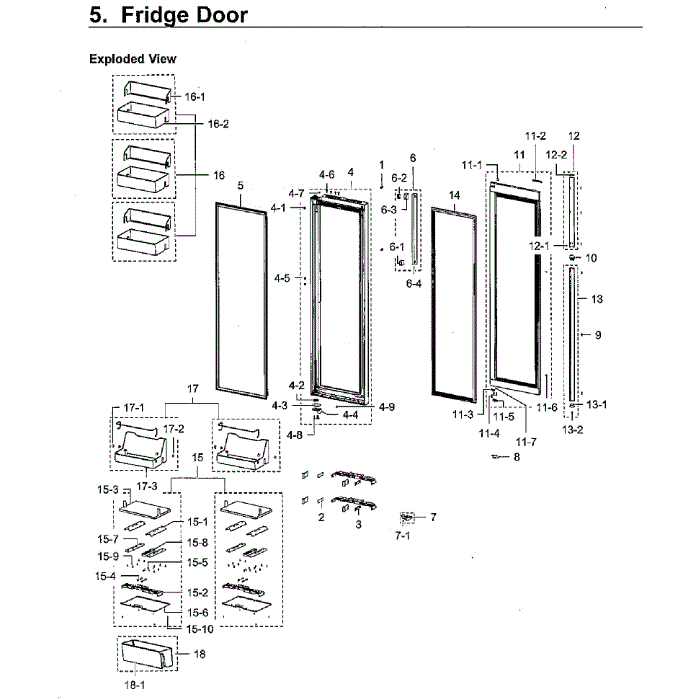 Right Door Diagram and Parts List for RH22H9010SR AA-05 Samsung Refrigerator