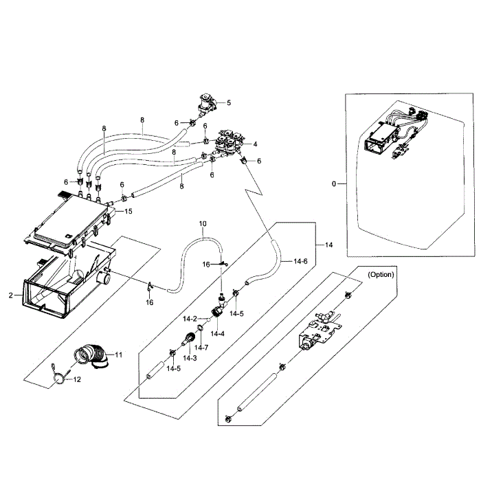Housing Drawer Diagram and Parts List for WF520ABW XAA-06 Samsung Washer