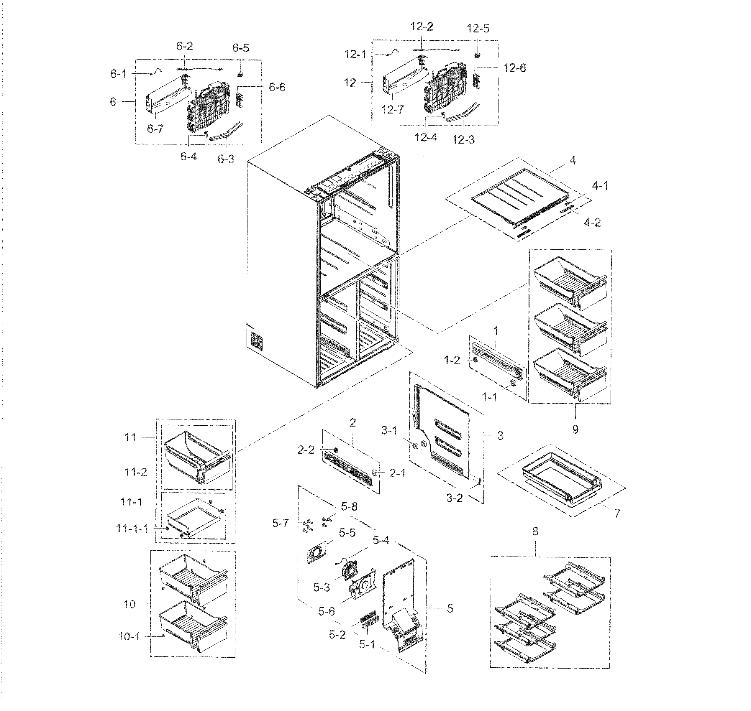 Freezer Diagram and Parts List for RF34H9960S4 AA-0005 Samsung Refrigerator