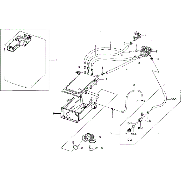 Housing-Drawer Diagram and Parts List for WF42H5000AW A2-01 Samsung Washer