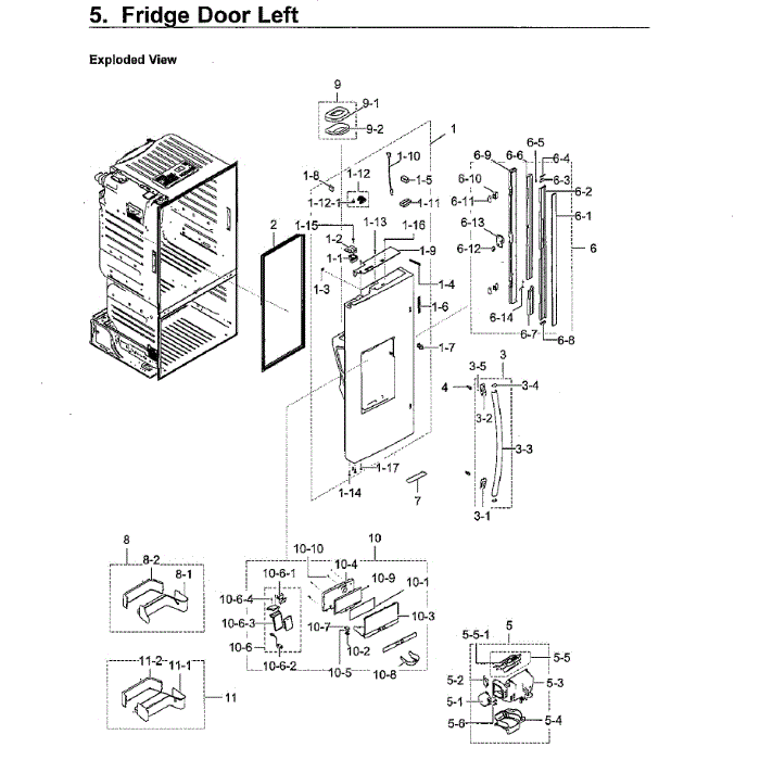 Fridge Door Lt Diagram and Parts List for RF23HCEDBWW AA-12 Samsung Refrigerator
