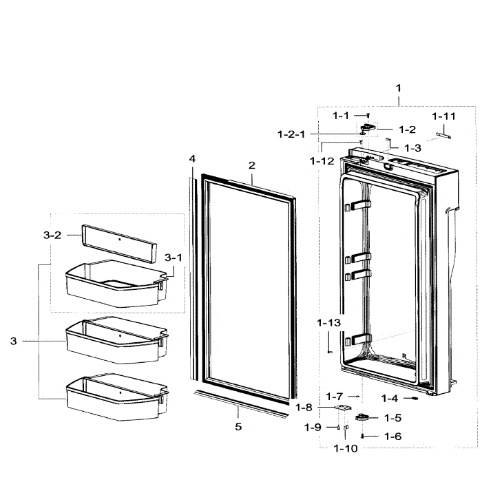 Fridge Door Rt Diagram and Parts List for RF32FMQDBSR AA-08 Samsung Refrigerator