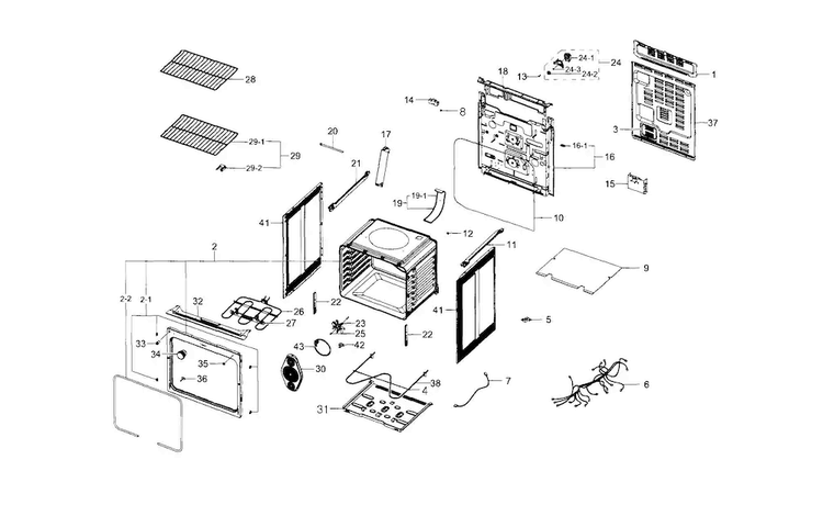 Main Assy Diagram and Parts List for NE595R0ABSR AA-0001 Samsung Range