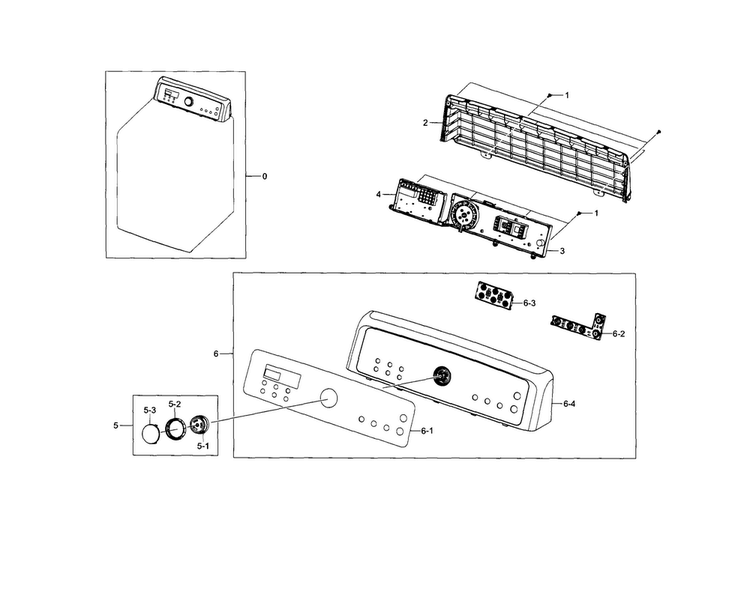 Control Panel Diagram and Parts List for DV5471AEW XAA-0002 Samsung Dryer