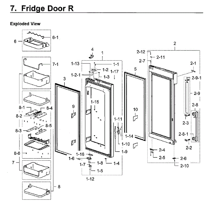 Fridge Door R Diagram and Parts List for RF28K9380SG AA-02 Samsung Refrigerator