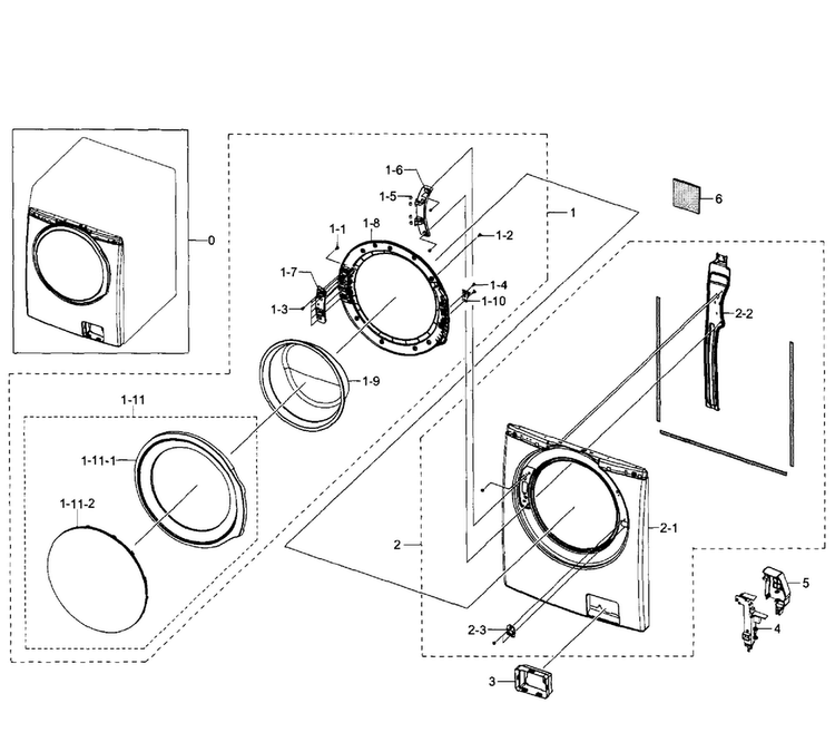 Frame Diagram and Parts List for WF350ANR XAA-0007 Samsung Washer